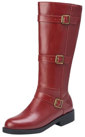 Stivali Invernali Donna Stivali Donna Alti Fino al Ginocchio Pelle Stivaletti Invernali Stivali Texani Donna Marroni Stivaletti Pelle Stivali Alti Senza Tacco Stivaletti