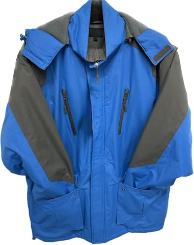 Men’s 100% Waterproof Fleece Jackets Winter Warm Lined Long Thick Padded Outdoor SKI Work Coat Jacket S-2XL (Blue, L)
