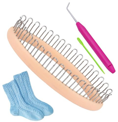Sockenwebset, innovatives Socken-Strickset, Strickset, stabiles und sicheres Strickbrett mit Häkelwerkzeugen, kompaktes Set zum Basteln von Socken, Mützen, Beinstulpen und Schals