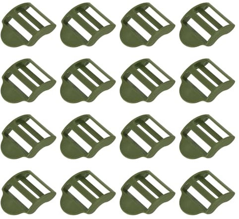 sourcing map 16Pcs Plastic Ladder Slider, 1 (25mm) Light Army Adjustable Lock Buckles Tension Lock Tri-Glides for Belt Backpack Straps Parts Replacement