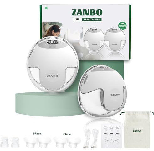 ZANBO 2025 Wearable Breastfeeding Pump 2-Pack: 32dB Ultra Quiet Electric Breast Pump with 12 Levels & 4 Modes, Portable LED Display + Dual Seal Tech | Hospital-Grade Performance vs Ordinary Pumps