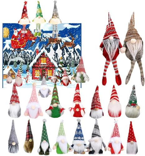 Wichtel Adventskalender 2024 | Christmas Gnome Adventskalender 2024 | 21 Tagen Weihnachtskalender 2024 mit 3 Stk Leuchtendem Wichtel Figuren | Weihnachtswichtel Adventskalender für Kinders Erwachsene