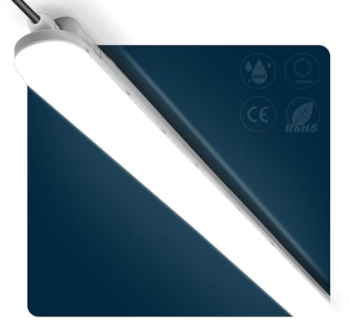 buling Feuchtraumleuchte LED 120CM, 36W 4500LM Röhre Lampe, Verknüpfbar Werkstattlampe IP65 Wasserfest Leuchtstoffröhre Leuchte für Büro Keller Garage, Neutralweiß 4000K
