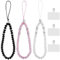 Lot de 3 Cordons Courts pour Téléphone Portable - Pendentif Avec Perles et Pierres de Cristal Naturelles - Universel Avec 3 Coussinets