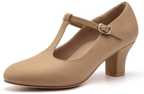 Stelle 2.5 T-Strap Character Shoes for Women(Tan,6MW)