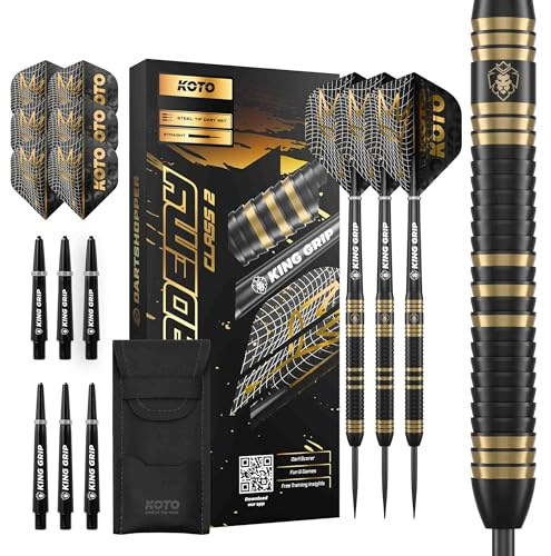 KOTO - Academy Class 2 Brass Dartpfeile, 13G-21G, Silber & Blau, Inkl. 3 Barrels, 6 Flights & 6 Shafts