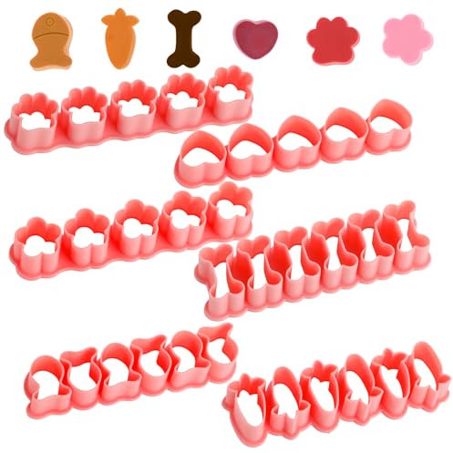 AOZUO Lot de 6 emporte-pièces pour enfants - Rose - Poisson rouge, os de chien, patte, cœur, fleur, carotte - Ustensiles de cuisson pour animaux de compagnie - Pour la cuisine, un anniversaire, la
