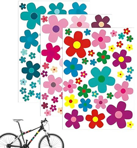 LAJUP 3 Stück Fahrrad Aufkleber, 105 Blümchen Sommer Violett Aufkleber Blumen, Wasserfest Prilblumen Aufkleber Outdoor Für Fahrrad, Laptop, Auto Motorrad, Handy Notizbuch