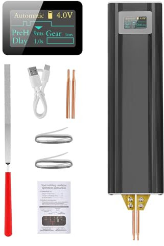 Saldatrice a Punti per Batterie, Saldatrice a Punti 2 in 1odalità Automatica e Manuale, Saldatrice a Punti 80 Ingranaggi Regolabili con LCD per Batteria 18650, Saldatura di Fogli di Nichel-Platino