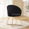 Hellove Schminktisch Stuhl mit Gold Metallbeinen, Samt Schwarz Comfy Schminktischstuhl, Simple Modern Sessel mit Armlehnen Zurück, Armchair, Makeup Polsterstuhl für Vanity,Wohnzimmer