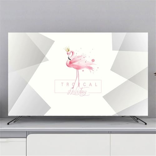 Hixingo TV Abdeckung Staubschutzhülle, 3D Flamingo Muster Schutzhülle Fernseher 32-80 Zoll TV Schutzhülle Fernsehabdeckung Fernseh Abdeckung Abdeckhaube für Fernseher (Aquarell,58-60inch)