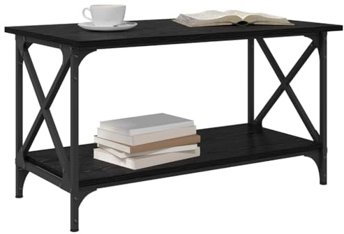 vidaXL Coffee Table Black oak 80 x 45 x 45.5 cm Engineered wood, Stylish Coffee Table, Modern Living Room, Elegant Center, Durable Rectangular Indoor Furniture, Home Decor