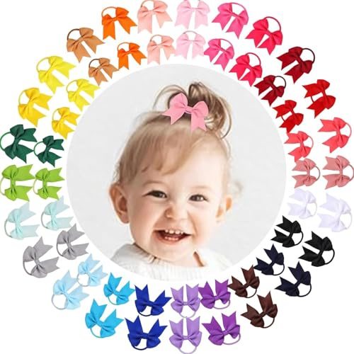 Baby-Haargummis, kleine elastische Pferdeschwanzgummis, Kleinkind-Haarschmuck für Babys, Mädchen, Neugeborene, Kleinkinder, kleines Mädchen, 50 Stück (Weiß C)