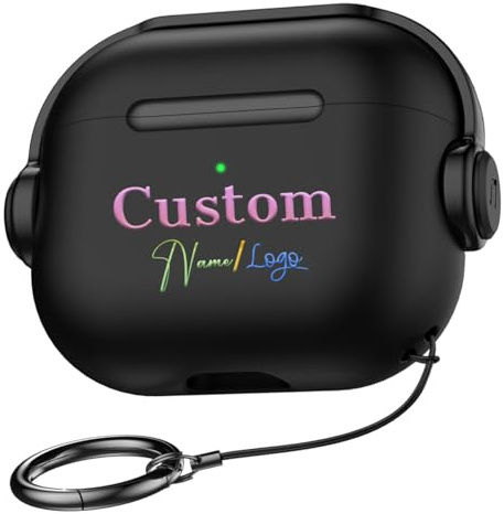Custodia per auricolari compatibile con Airpods Pro 3 2025 Gen con blocco sicuro e portachiavi, custodia protettiva per cuffie musicali personalizzate compatibile con serie AirPods (cavo USB-C