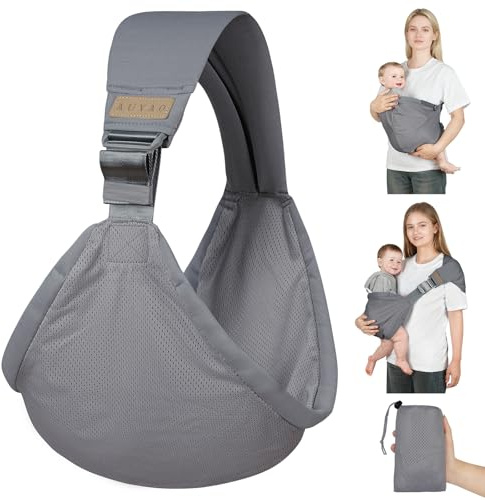 AUYAO Babytragetuch Tragetuch Baby Neugeborene Crossbody Verstellbare Trage | Träger Babytrage Tragehilfe Einfach Anzuziehen Elastisches Baby Freihändige Anzulegender Tragetuch Aufbewahrungstasche