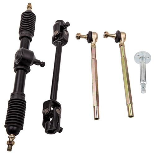 maXpeedingrods Lenkung Lenkgetriebe Spurstange Montage + einstellbarer Welle Set für Go Kart 110cc 443mm