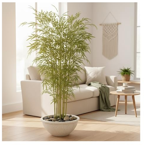 ZJKXJH Bambu Artificial Privacidad Exterior con Plantas de Bambú Artificiales Altas, 1,2, 1,5, 1,8, 2,1 Y 2,4 M, Árboles de Bambú Artificiales Grandes(H-1.8m (5.9ft),100 Bamboo)