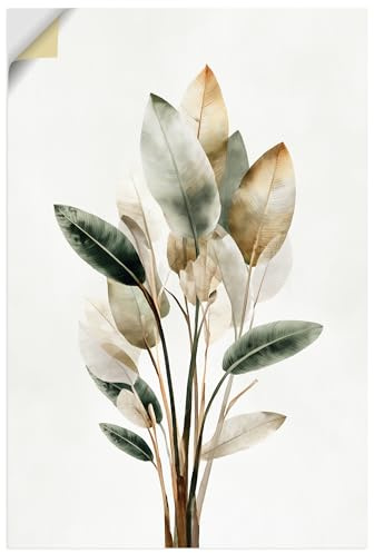 ARTLAND Wanddeko Wandtattoo selbstklebende Vinylfolie 40x60 cm aesthetic room decor Strelitzie Blätter Boho Deko U5XW
