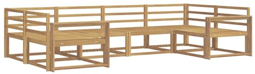 vidaXL Outdoor-Sofagarnitur 6 pcs Weiß Massivholz Akazie, Akazienholz Lounge Set für draußen, modernes Gartenmöbel, wetterfest und stylisch für deinen Garten