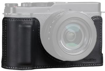 SMALLRIG Halbtasche für Panasonic LUMIX L10, Kameratasche im Retro-Stil aus Echtem Leder mit Frontgriff und 1/4-20-Gewinde, Kompatibel mit den Meisten Stativen, Schwarz - 5698