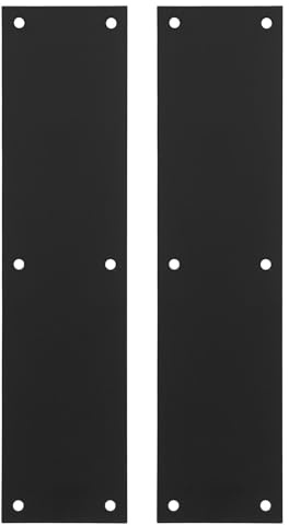 2Pcs Stainless Steel Door Kick Plates, Black 3x12cm Protector | Interior and Exterior Doors, Resists PET Scratches and Shoe Scuffs, Screws Included, Residential or Commercial Use