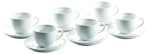 MÄSER Domestic Colombia 924227 - Tazas de café con Plato (18 cl, 15 cm, 6 Unidades), Color Blanco