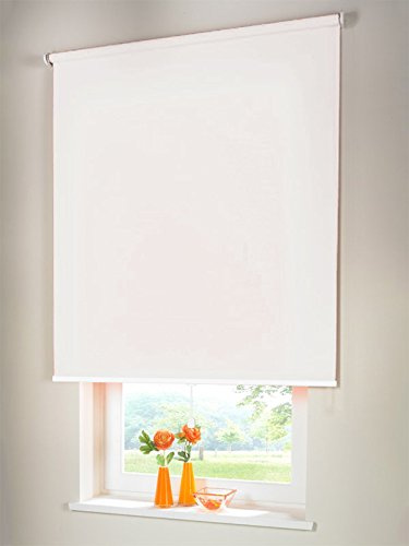Easy-Shadow Hochwertiges Sichtschutzrollo Mittelzugrollo Springrollo Rollo Verdunkelung 100 x 210 cm / 100x210 cm weiss // Maßanfertigung