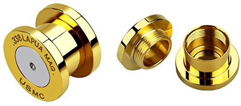 Modern Nature Piercing-Schmuck Ohrpiercing Plug Patrone, Flesh Tunnel 316l Stahl Gold beschichtet, wählbar von 8-12 mm Ø