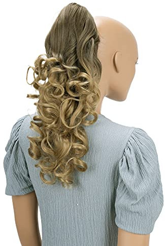 CAISHA 50cm Haarzopf Sarah Haarteil mit Butterflyklammer Pferdeschwanz Haarverlängerung Voluminös Gewellt Ombré Braun Blond H123