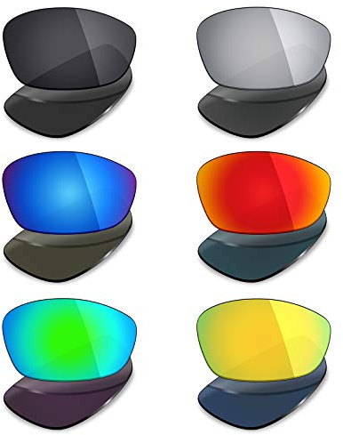 Mryok 6 Pair Polarized Replacement Lenses for Oakley Blender Sunglass - Stealth Black/Fire Red/Ice Blue/Silver Titanium/Emerald Green/24K Gold
