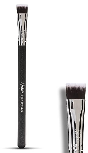 Nanshy Flacher Definer Pinsel – Flacher Eyeliner Pinsel – Flacher Lidschattenpinsel – Quadratische dünne Oberseite – Augenbrauentönung – Augenbrauen-Concealer, schwarzer Holzgriff
