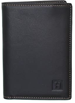 Hexagona - Portefeuille européen 2 Volets - Compatible Cartes de crédit, CNI et permis de Conduire - pour Homme - Collection Félin - Noir - en Cuir