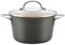 Ayesha Curry Home Collection Hard Anodized Nonstick Sauce Pan/Saucepan with Lid, 4.5 Quart, Gray