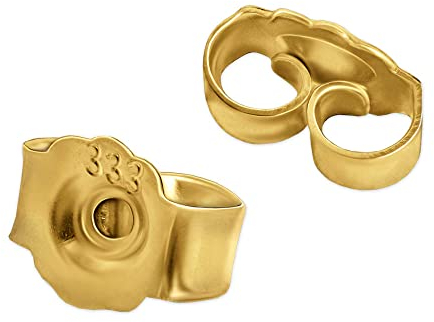 CLEVER SCHMUCK Goldene kleine Paar Poussetten 5 x 4 mm glänzend, gezackt griffiger Rand 333 GOLD 8 KARAT Ersatzteil Stecker Ohrmutter für Goldohrstecker