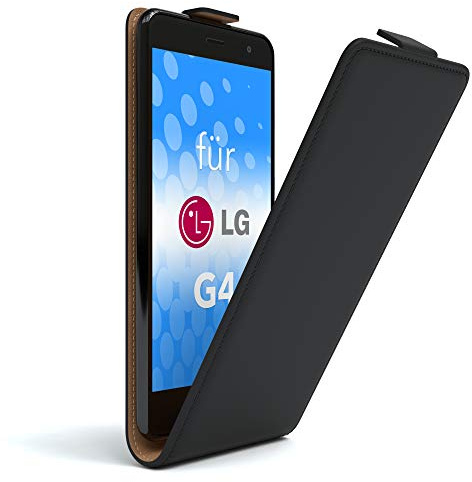 EAZY CASE LG G4 Hülle Flip Cover zum Aufklappen, Handyhülle aufklappbar, Schutzhülle, Flipcover, Flipcase, Flipstyle Case vertikal klappbar, aus Kunstleder, Schwarz