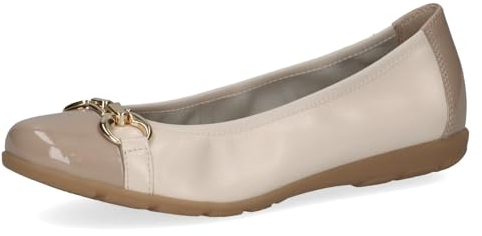 CAPRICE Damen Ballerinas aus Leder mit Lack, Beige (Cream Comb), 40 EU