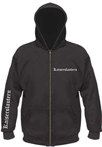 sostex Kaiserslautern Kapuzenjacke - altdeutsch Bedruckt - Sweatjacke Jacke Hoodie L Schwarz