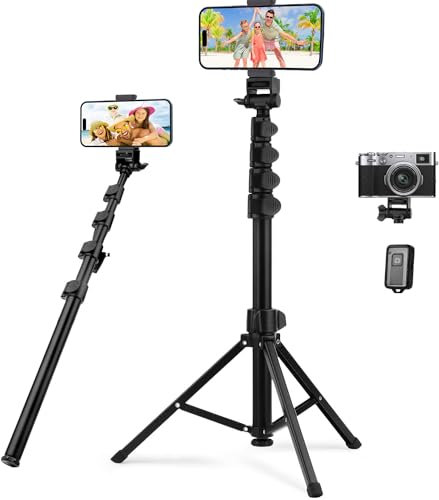 Selfie Stick Tripod, 51 Extendable All in One Phone Tripod with Bluetooth Remote Portable Camera Stand Holder Compatible for iPhone 12 Pro/12 Mini/11/XS Max/8 Plus, Camera, Gopro