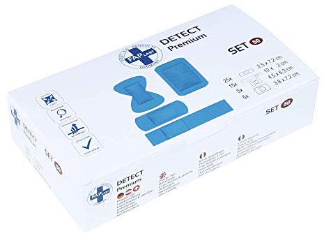 HierBeiDir Pflaster-Set Detect, extra flexibel & dehnbar, atmungsaktiv, hautfreundlich, hypoallergen, 50 Stück, für Gelenk, Kuppe, Pflaster & Strips