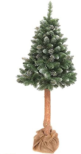 QLS - Albero di Natale artificiale con tronco naturale, dimensioni a scelta (150 cm #E06056)