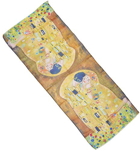 thb Richter XXL Langer Schal mit Gemälde Motiv Kunstdrucke Malerei Halstuch Tücher Stola Umschlagtuch Schals/Gustav Klimt/Der Kuss
