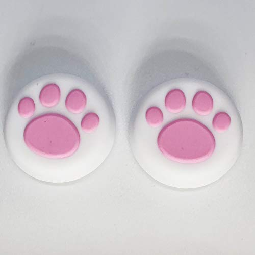 2 Stück Analog-Stick, Daumengriffe, Thumbsticks, Joystick-Kappe für PS5, PS4, Slim Pro, PS3, Xbox One, Xbox 360, PS2, Xbox One, X, S, Elite, DualShock 4, Switch Pro, Wii U Controller, Weiß/Pink Paw