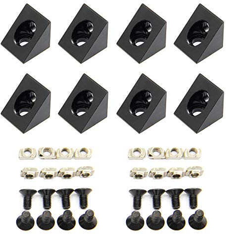 Befenybay 8PCS Black Angle Sharp-Eckhalterung für 6-mm-Schlitz-Aluminium-Extrusionsprofil der Serie 2020 (Winkelecke-8PCS)
