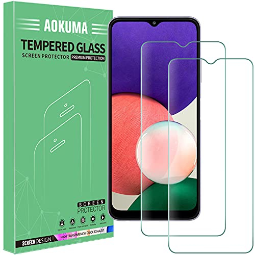AOKUMA Samsung Galaxy A22 5G Verre Trempé, [Lot de 2] Verre Trempé Samsung Galaxy A22 5G [0.26mm] [Extrêmement résistant aux rayures] [Haute définition] protections d'écran