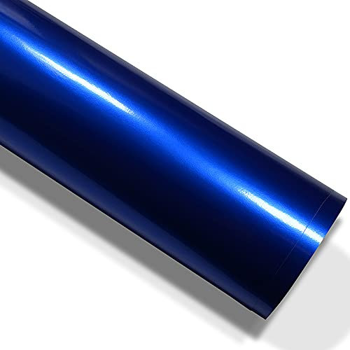 folimac 11,84€/m² Auto Folie Hochglanz Metallic Blasenfrei mit Luftkanäle Autofolie Car Wrapping (Königsblau, 3m x 152cm)