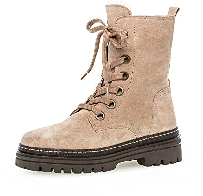 Gabor Damen Combat Boots, Frauen Stiefeletten,Wechselfußbett,Best Fitting,Lammfell,uebergangsschuhe,Desert (Mocca),39 EU / 6 UK
