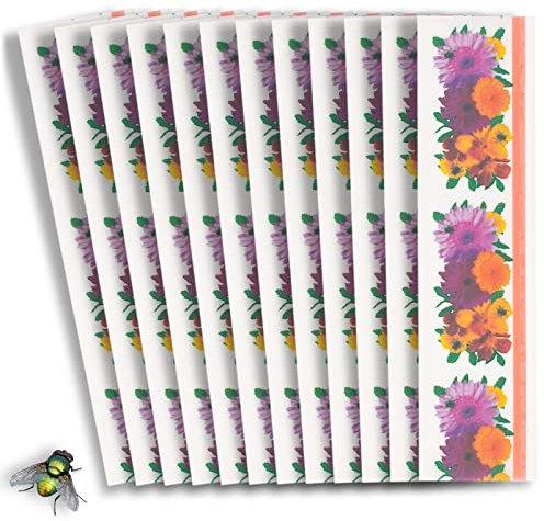 Gardigo Fliegenfänger Klebestreifen - 12er Set | Fliegenschutz Fenster | Geruchlose Klebefalle für Fliegen und Fruchtfliegen | Monitoring System | Fliegenfalle Innenbereich Fliegenabwehr
