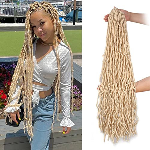 Leeven 7 Pack Soft Locs Crochet Hair for Women 15 Strands/Pack 30 Inch Nu Faux Locs Crochet Braids Hair Synthetic Blonde Hair Extensions 613#