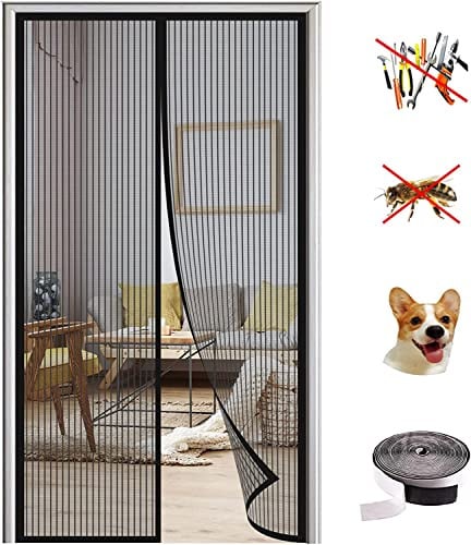 KZhanmy Magnet Fliegengitter Tür Insektenschutz,Magnetisches Moskitonetz, Automatisch Geschlossen, Anti-Moskito-Vorhang für Balkontür und Terrassentür.-Black A|| 120x210cm(47x82inch)