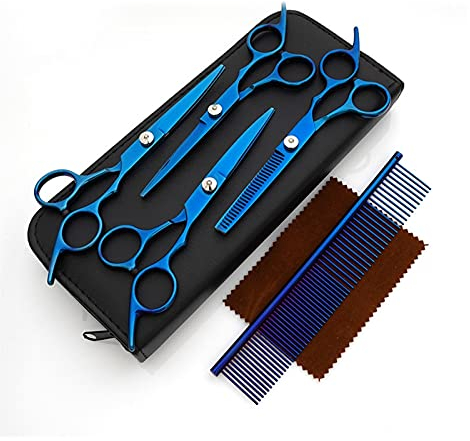 Haarschneideschere Hundeschere Set Schneiden Ausdünnenschere for Hunde Schönheit Haarschneide Hunde Friseur Haustier Pflege Kit Geschwungene Dünnerschere Friseurschere/Haarschere ( Color : A , Size :